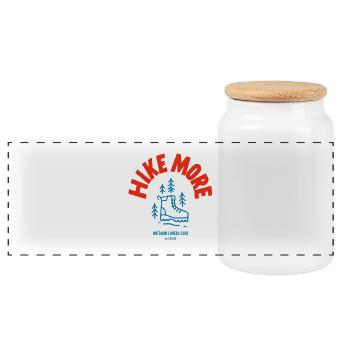 Hike more - Panoramic Cookie Jar with Wooden Lid - white - Front