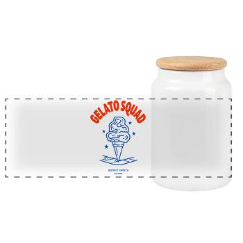 Gelato Squad - Panoramic Cookie Jar with Wooden Lid - white - Front