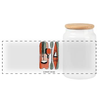 Summer Inside Kayak & Rowing - Panoramic Cookie Jar with Wooden Lid - white - Front