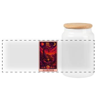 Scorpio Tarot - Panoramic Cookie Jar with Wooden Lid - white - Front