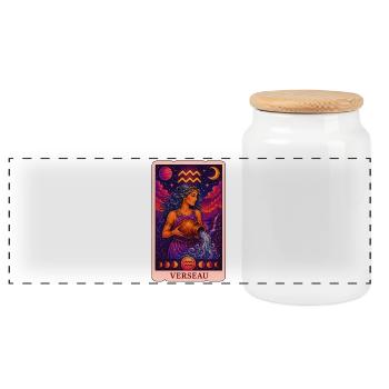 Tarot Verseau - Boîte à biscuits avec couvercle en bois - blanc - Devant