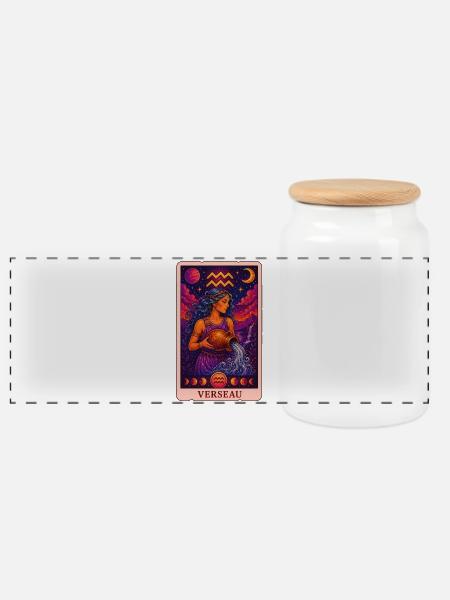 Wassermann-Tarot - Panorama Keksdose mit Holzdeckel - Weiß