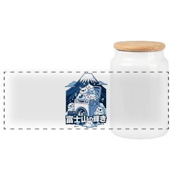 Fuji Fresh Kawaii Waschmaschine - Panorama Keksdose mit Holzdeckel - Weiß - Vorne