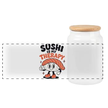 Sushi Is My Therapy Cute Nigiri - Panorama Keksdose mit Holzdeckel - Weiß - Vorne