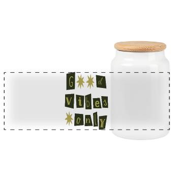 good-vibes-only - Panorama Keksdose mit Holzdeckel - Weiß - Vorne