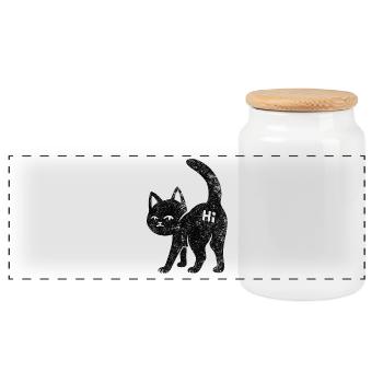 Hi-Cat – Chat espiègle avec de l’attitude - Boîte à biscuits avec couvercle en bois - blanc - Devant