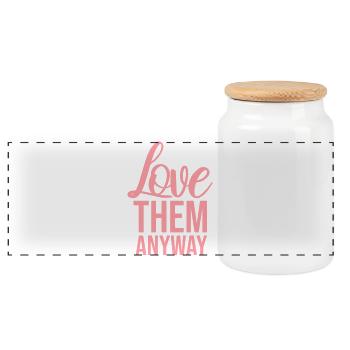 Love Them Anyway Inspirational Unconditional Love - Panoramic Cookie Jar with Wooden Lid - white - Front