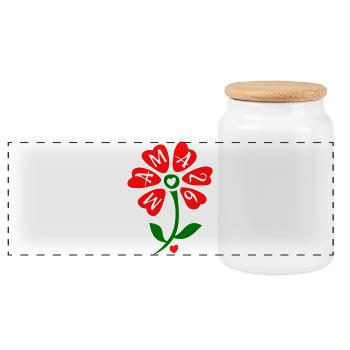 Maman 2026 - Boîte à biscuits avec couvercle en bois - blanc - Devant