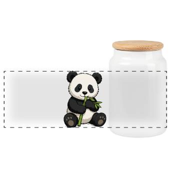 Panda câlin avec du bambou - Boîte à biscuits avec couvercle en bois - blanc - Devant