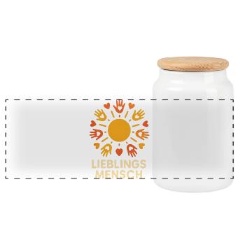 Lieblings Mensch Sonnenkreis Motiv - Panorama Keksdose mit Holzdeckel - Weiß - Vorne
