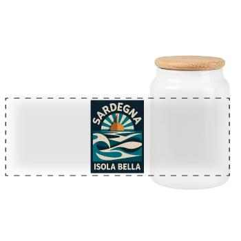 Sardegna Isola Bella - Panorama Keksdose mit Holzdeckel - Weiß - Vorne