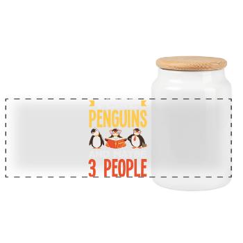 Pingouin mignon - Cadeau pour l’amoureux des manchots - Boîte à biscuits avec couvercle en bois - blanc - Devant