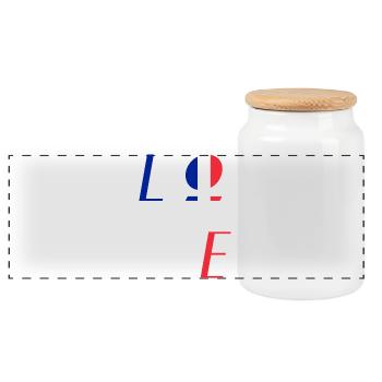 Emblème Love France - Boîte à biscuits avec couvercle en bois - blanc - Devant