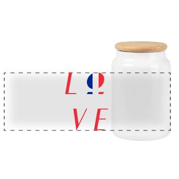 Love France Flag O - Boîte à biscuits avec couvercle en bois - blanc - Devant
