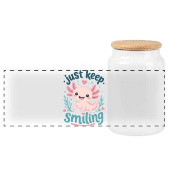 Axolotl rose souriant sous l’eau - Boîte à biscuits avec couvercle en bois - blanc - Devant