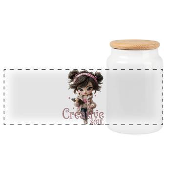 Carnet de croquis créatif d’âme de fille mignonne - Boîte à biscuits avec couvercle en bois - blanc - Devant