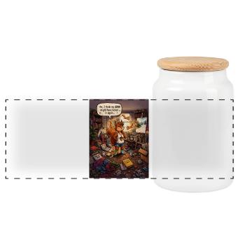 ADHD Squirrel – I Think My ADHD Kicked In Again - Panoramic Cookie Jar with Wooden Lid - white - Front