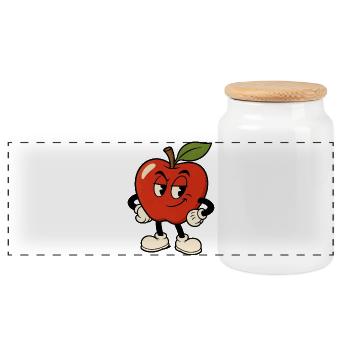 Dessin animé Apple Charm - Boîte à biscuits avec couvercle en bois - blanc - Devant