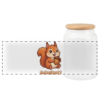 Plattdüütsch Edition: Eckelkatt - Panoramic Cookie Jar with Wooden Lid - white - Front