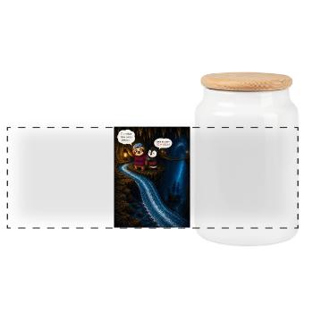 Don't Be A Killjoy – Funny Sloth Adventure Pun - Panoramic Cookie Jar with Wooden Lid - white - Front