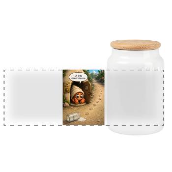 Oh Crab, Maybe Tomorrow – Cute Hermit Crab Cartoon - Panoramic Cookie Jar with Wooden Lid - white - Front