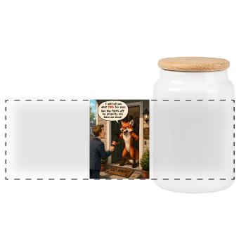 No Fox Given – Funny Angry Fox Cartoon - Panoramic Cookie Jar with Wooden Lid - white - Front