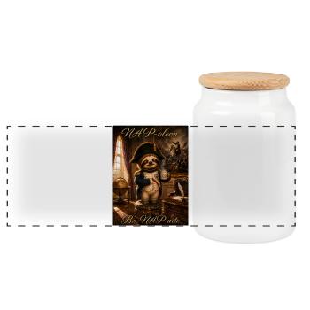NAPoleon Bo-NAP-arte – Funny Sloth History Pun - Panorama Keksdose mit Holzdeckel - Weiß - Vorne