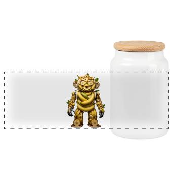 BANANA BOT - The Cute Bio-Organic Robot - Panoramic Cookie Jar with Wooden Lid - white - Front