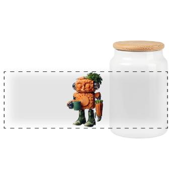 CARROT BOT - The Cute Bio-Organic Robot - Panoramic Cookie Jar with Wooden Lid - white - Front