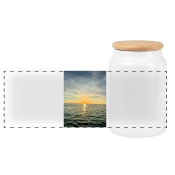 Sunset by the sea Evening atmosphere - Panoramic Cookie Jar with Wooden Lid - white - Front