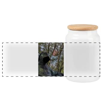 Anonimusz,  Anonymus Thoughts - Panoramic Cookie Jar with Wooden Lid - white - Front