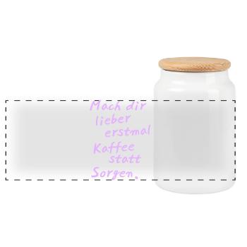 Mach dir lieber erstmal Kaffee statt Sorgen - Panorama Keksdose mit Holzdeckel - Weiß - Vorne
