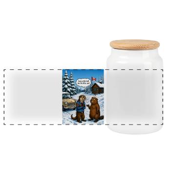Otta, wa? – Lustiges Ottawa Otter Wortspiel - Panorama Keksdose mit Holzdeckel - Weiß - Vorne