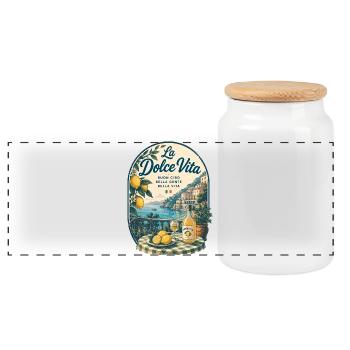 La Dolce Vita am Mittelmeer - Panorama Keksdose mit Holzdeckel - Weiß - Vorne