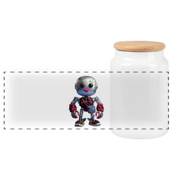 BERRY BOT - Robot Wildberry femelle mignonne - Boîte à biscuits avec couvercle en bois - blanc - Devant