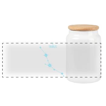 Taurus Zodiac Sign Star Constellation Pastel Blue - Panoramic Cookie Jar with Wooden Lid - white - Front