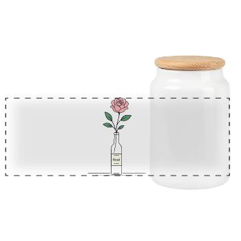 Rosé Rose in Weinflasche - Panorama Keksdose mit Holzdeckel - Weiß - Vorne