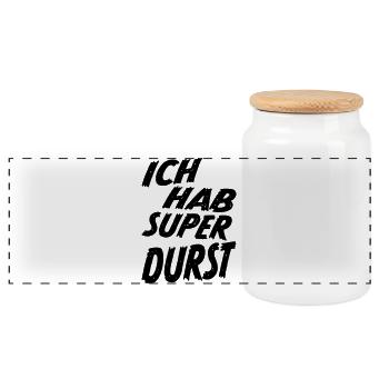Ich hab super Durst Party Spruch Shirt - schwarz - Panorama Keksdose mit Holzdeckel - Weiß - Vorne