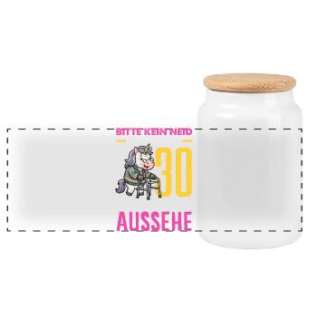 Mit 30 Noch So Gut Aussehe - Panorama Keksdose mit Holzdeckel - Weiß - Vorne