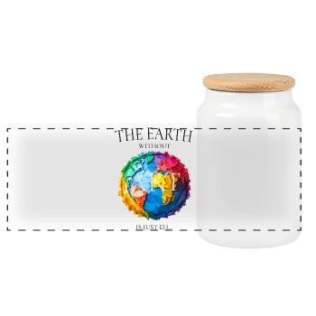 The Earth Without Art Design - Panoramic Cookie Jar with Wooden Lid - white - Front