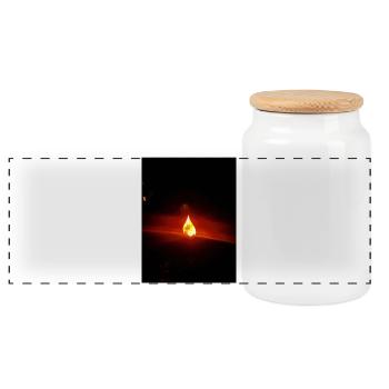 Flame Drop Night Light - Panoramic Cookie Jar with Wooden Lid - white - Front