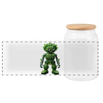 Verdant Automaton Avatar - Panoramic Cookie Jar with Wooden Lid - white - Front