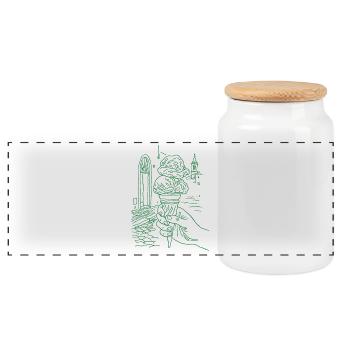 sommer eis - Panoramic Cookie Jar with Wooden Lid - white - Front