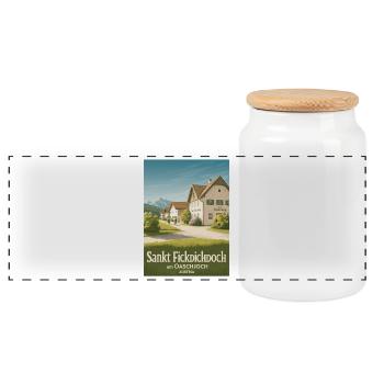 Sankt Fickdichdoch - Postkartenmotiv - Panorama Keksdose mit Holzdeckel - Weiß - Vorne
