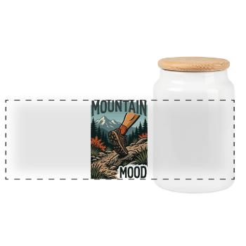 Randonnée - Aventure en plein air - Ambiance montagneuse - Boîte à biscuits avec couvercle en bois - blanc - Devant