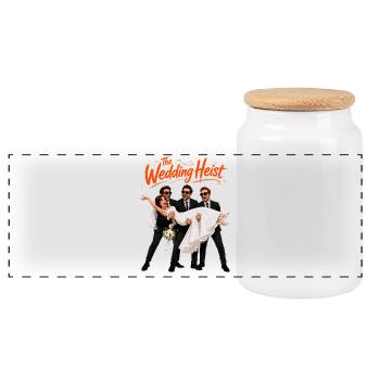 Braquage de mariage : Poussée comique - Boîte à biscuits avec couvercle en bois - blanc - Devant