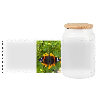 Papillon Firewing sur fleurs jaunes - Boîte à biscuits avec couvercle en bois - blanc - Devant