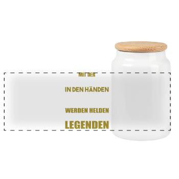 Mit der Motorsäge werden Helden zu Legenden - Panorama Keksdose mit Holzdeckel - Weiß - Vorne