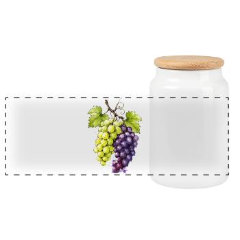 Grappe de raisins aquarelle vert violet - Boîte à biscuits avec couvercle en bois - blanc - Devant
