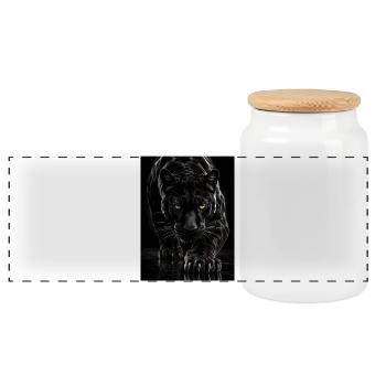 Panthère Noire des Ombres - Boîte à biscuits avec couvercle en bois - blanc - Devant